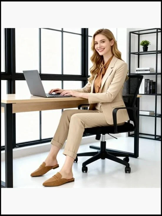 Pointed Toe Suede Mules Slip On Flats Elegant Business Casual Work Shoes - Picture 3 of 7